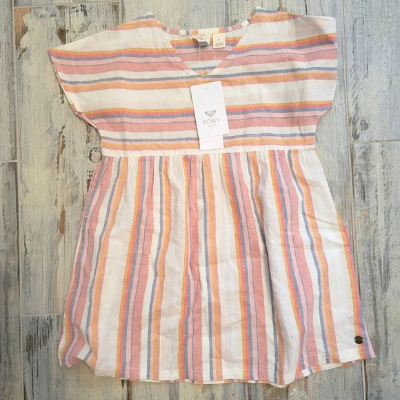 Roxy | Dresses | Nwt Linen Stripe Beachy Roxy Dress Size 6 | Poshmark